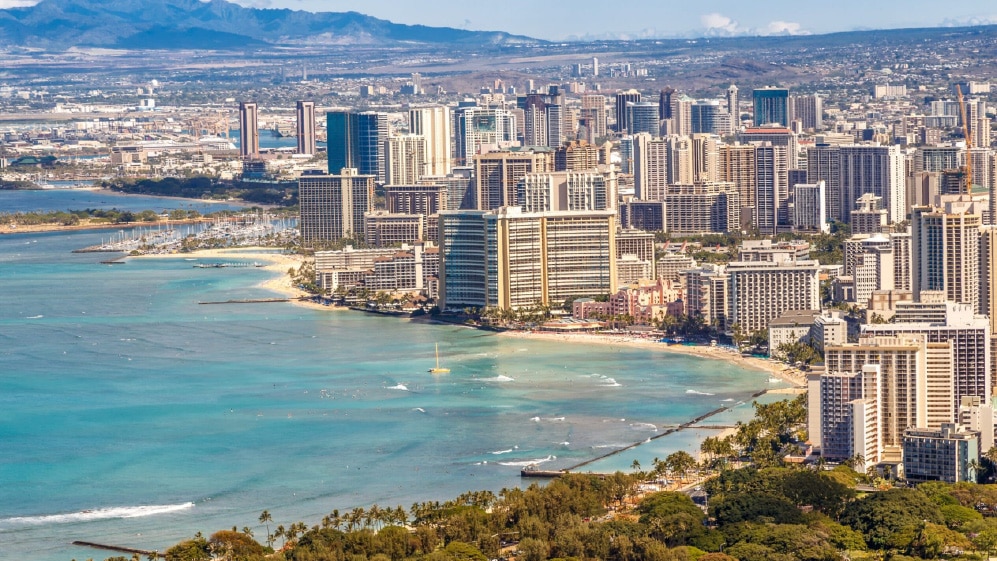 View of Waikiki Beach and Honolulu Skyline from Diamond Head