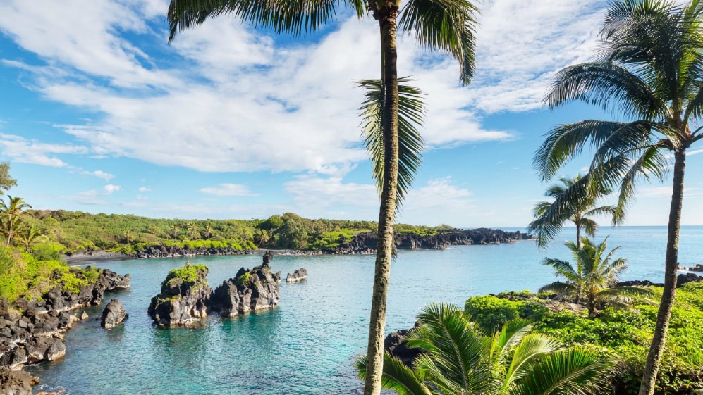 Beautiful tropical landscapes on Maui island, Hawaii